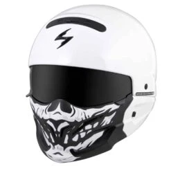 Scorpion Covert Face Mask - Skull -Motorcycle Clothing Shop covert skull mask on white front ang